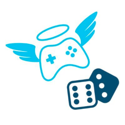 Image shows the 'Extra Life' charity logo, which is a couple of dice and a playstation controller with wings and a halo. 